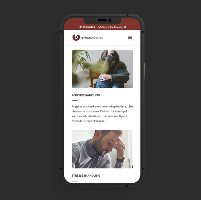 Mobiltvenligt hjemmeside design - Psykologhjælpen | Rain Creative